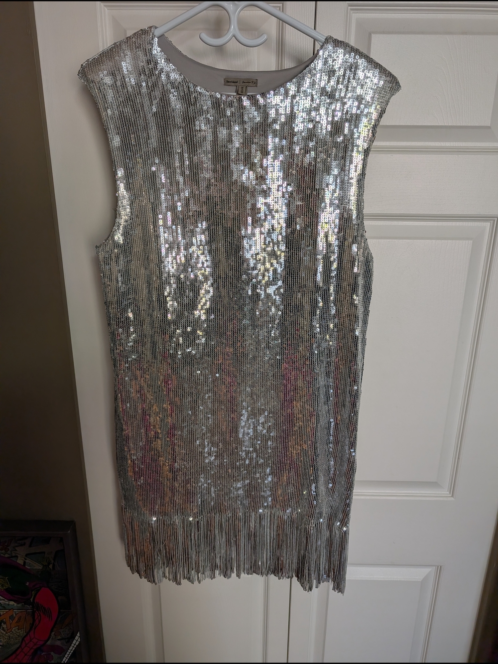 River Island Silver Sequin Fringe Dress